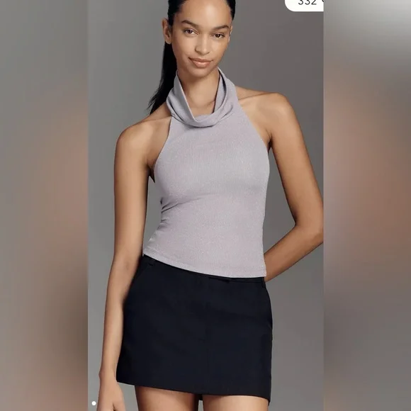 Pilcro Anthropologie Halter Cowl-Neck Top Dusty Lilac Purple Sparkle Medium NWT - Picture 2 of 10